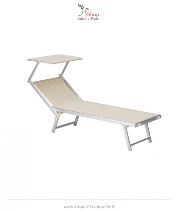 Lettino in alluminio beige melange con parasole