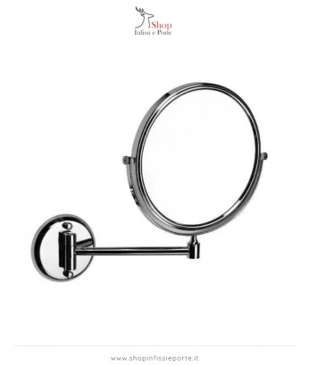 Specchio da bagno ingranditore in acciaio con braccio singolo