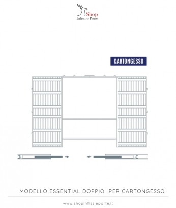 Controtelaio per porte scorrevoli filomuro ''Essential doppio'' per cartongesso