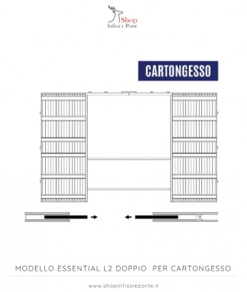 Controtelaio per porte scorrevoli filomuro ''Essential l2 doppio'' per cartongesso